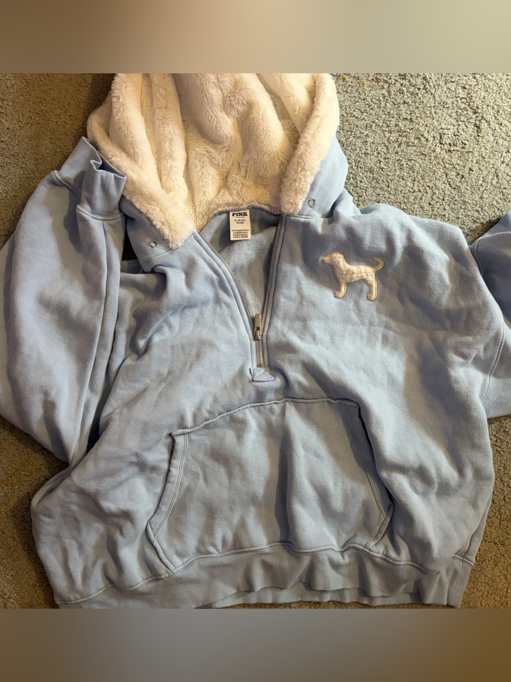 PINK Victoria's Secret Light Blue Sherpa-Lined Women’s Hoodie Jacket